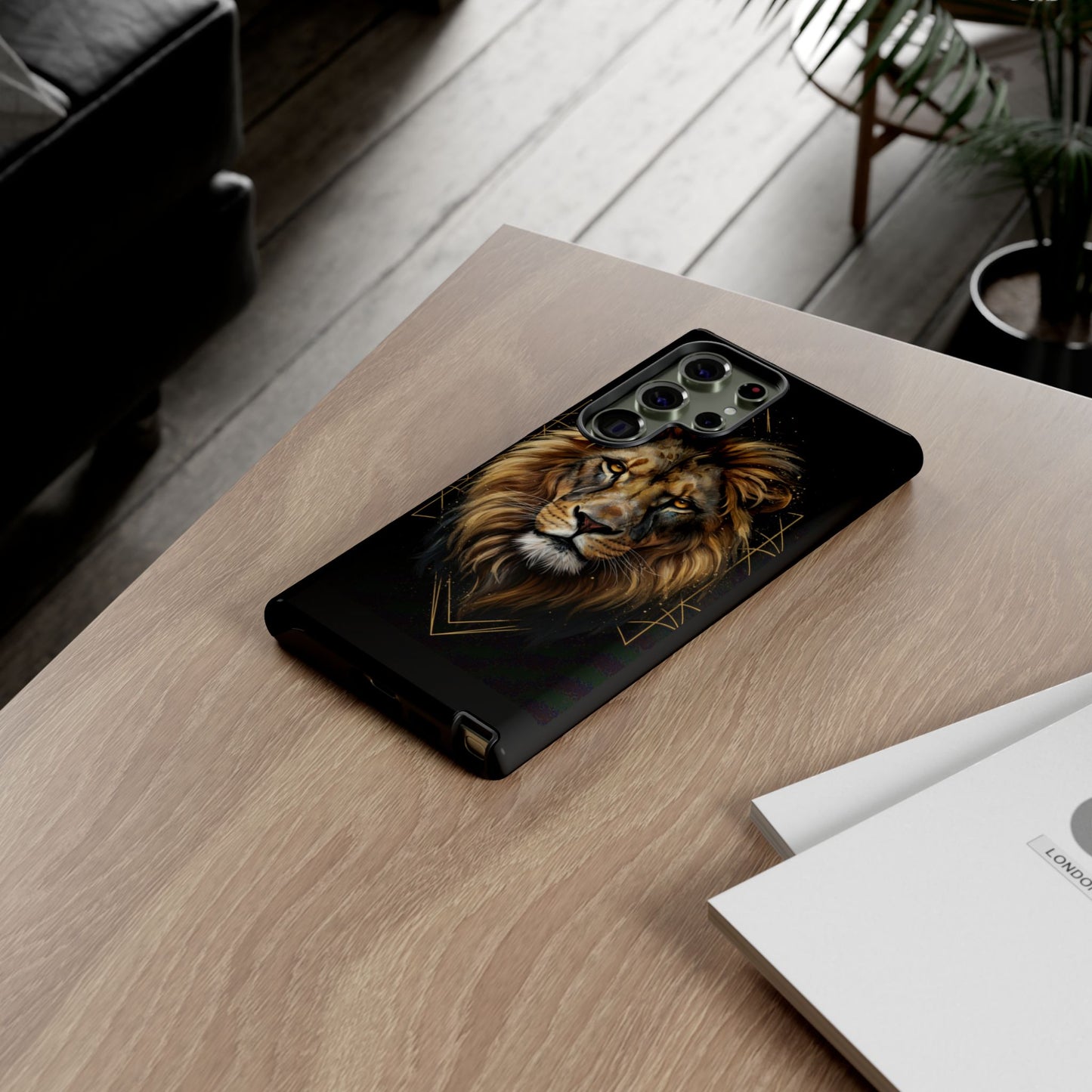 Majestic Lion Phone Case – Black Gold Luxury Lion Art Tough Protective Case