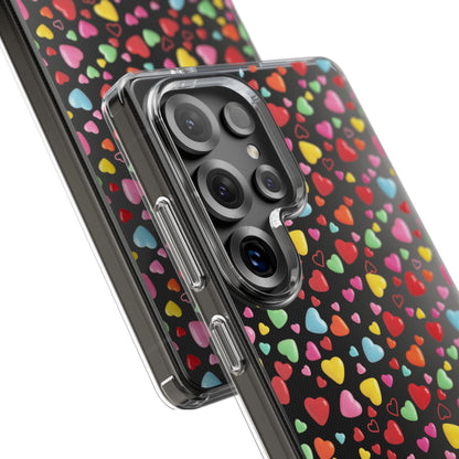 Colorful Heart Clear Phone Case | Impact-Resistant Valentine Aesthetic Case