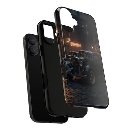 Vintage Classic Car Phone Case | Retro Noir Aesthetic | 1930s Street Scene Tough Case for iPhone & Samsung