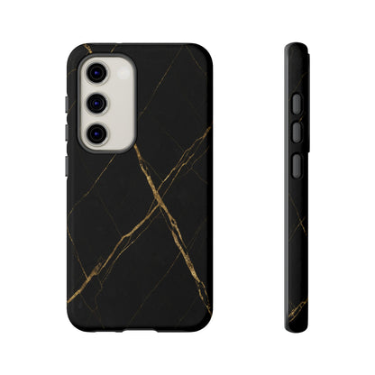Black Marble Phone Case with Gold Veins – Luxury Minimal Aesthetic Tough Case