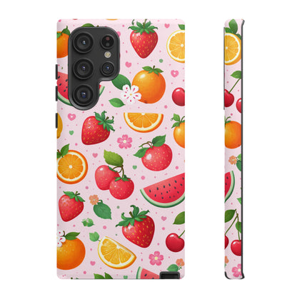 Fruit Phone Case – Tough Shockproof, Strawberry Cherry Citrus Summer Design for Iphone, Samsung Galaxy and Pixel