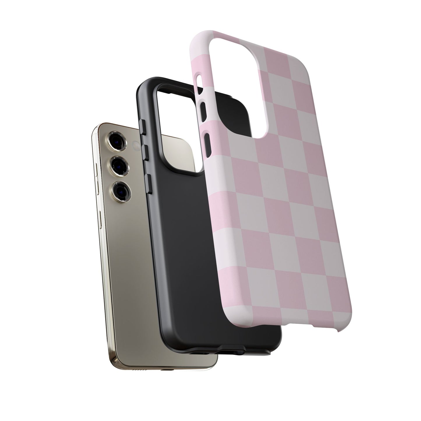 Light Pink Checkerboard Phone Case | Pastel Aesthetic Checkered iPhone & Samsung Tough Case