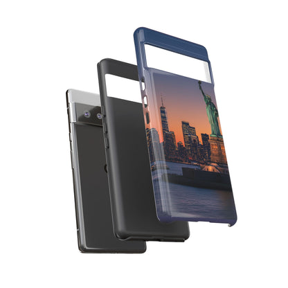 Statue of Liberty Sunset Phone Case – New York City Skyline Travel Aesthetic Tough Case