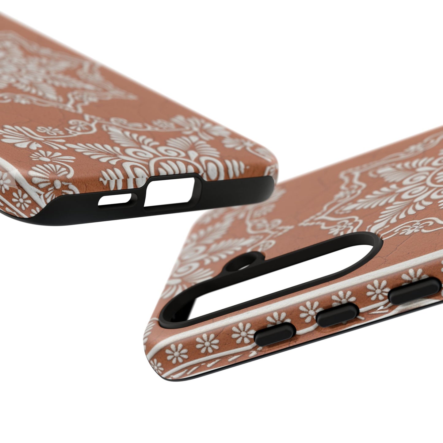 Talavera Terracotta Phone Case | Mexican Floral Pattern iPhone & Samsung Tough Case | Boho Clay Aesthetic Cover