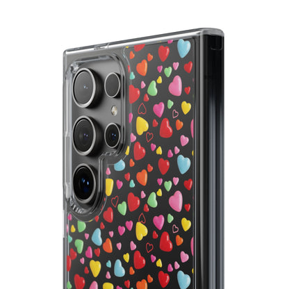 Colorful Heart Clear Phone Case | Impact-Resistant Valentine Aesthetic Case