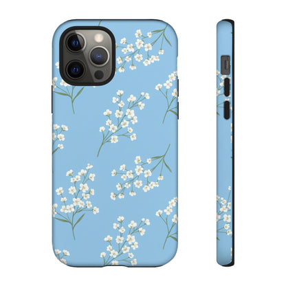 Baby’s Breath Floral Phone Case – Blue Minimal Flower Aesthetic Tough Case