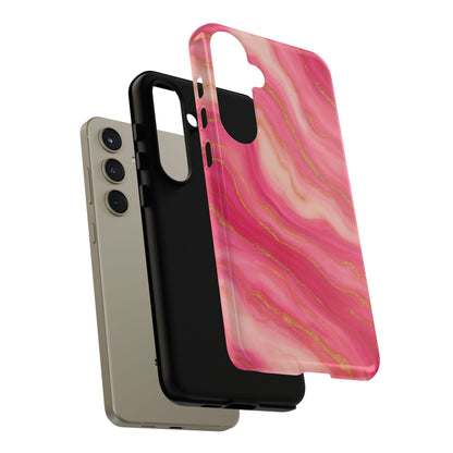 Pink Marble Phone Case | Rose Gold Swirl Aesthetic Tough Protective Case