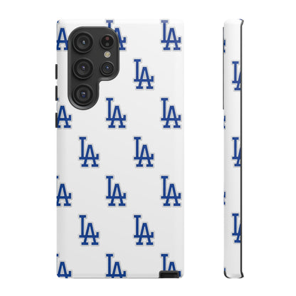 Blue LA Monogram Pattern Phone Case | Minimal Baseball Inspired Tough Cover