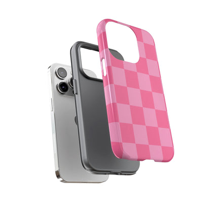 Pink Checkerboard Phone Case – Cute Aesthetic Tough Case for iPhone & Samsung
