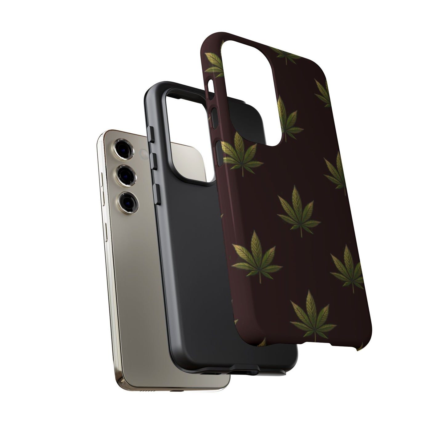 Cannabis Leaf Phone Case Green Weed Leaf Pattern Tough Protective Cover