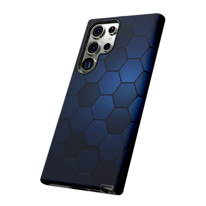 Blue Hexagon Gradient Phone Case | Honeycomb Geometric Tech Aesthetic | Minimalist Tough Case for iPhone & Samsung