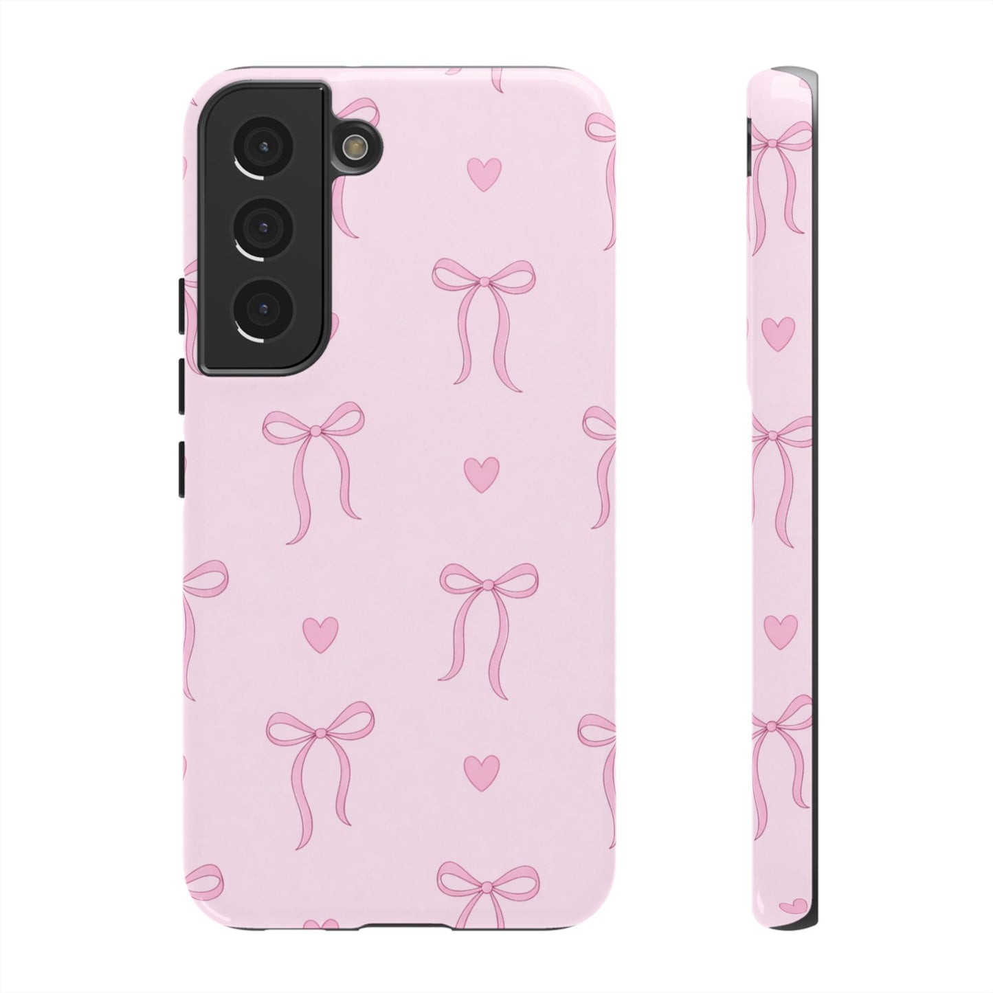 Pink Bow Heart Aesthetic Phone Case – Coquette Cute Tough Cover