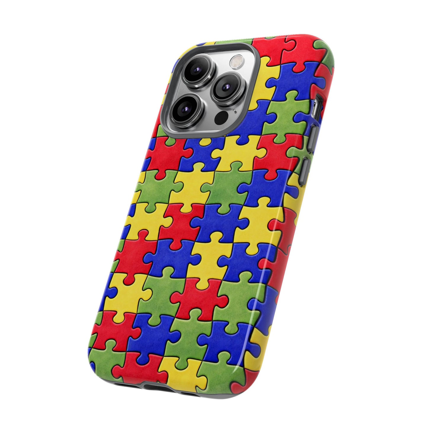 Colorful Puzzle Phone Case, Autism Awareness Jigsaw Design, Tough Protective Case, iPhone & Samsung Case, Vibrant Puzzle Pattern