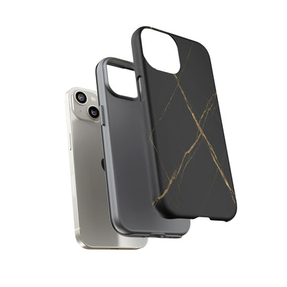Black Marble Phone Case with Gold Veins – Luxury Minimal Aesthetic Tough Case