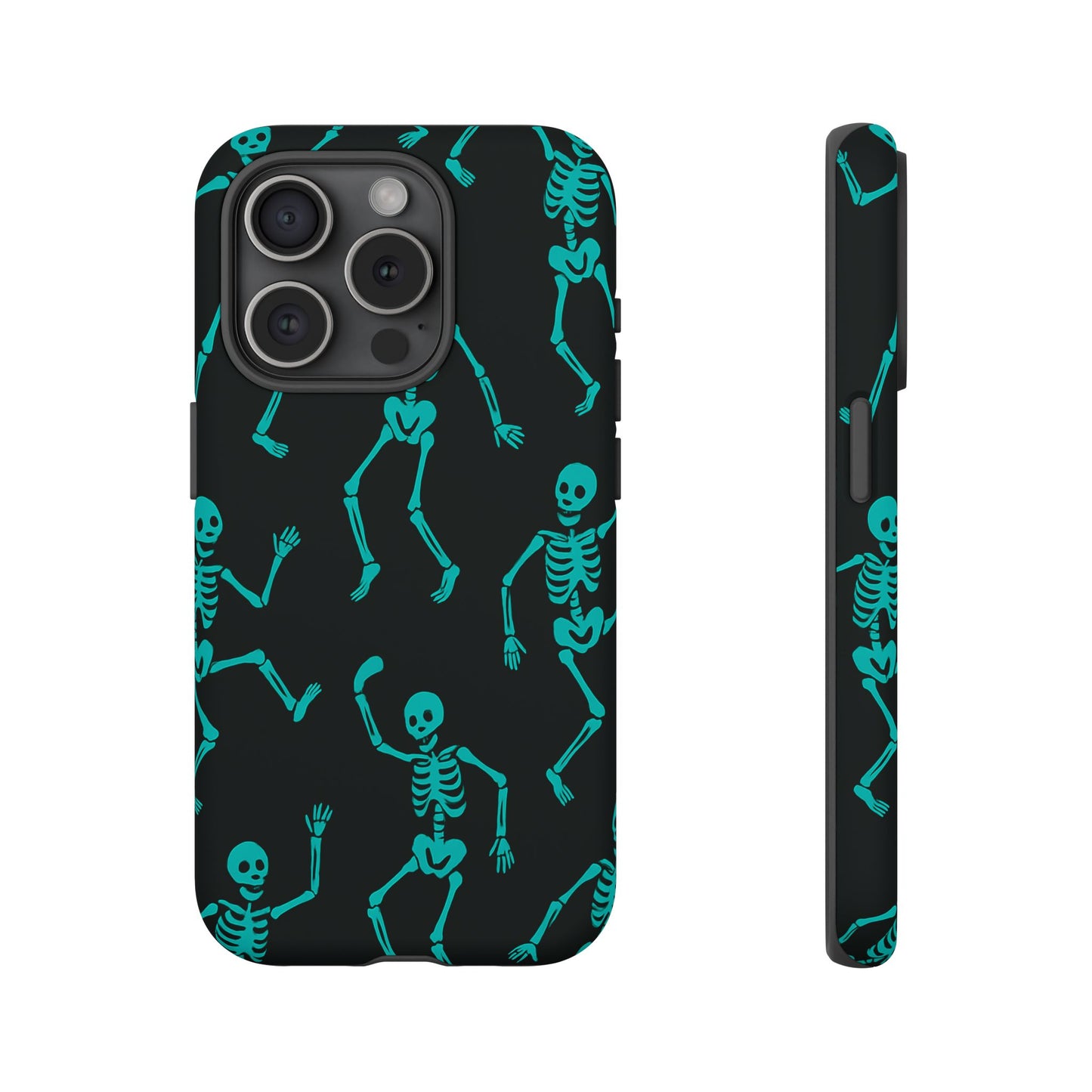 Dancing Teal Skeletons Phone Case | Tough Protective Case for Iphone, Samsung Galaxy and Pixel