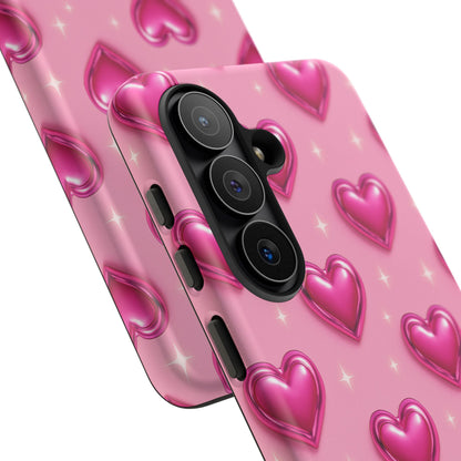 Pink Heart Pattern Phone Case | Tough Protective Case for Iphone, Samsung Galaxy and Pixel
