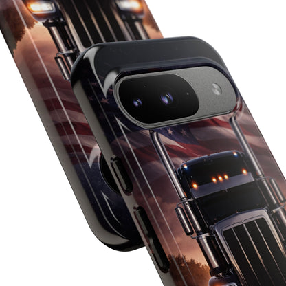 Semi Truck Phone Case American Flag Big Rig Trucker Gift iPhone Samsung