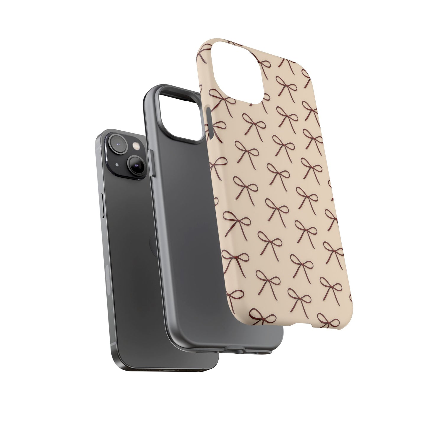 Coquette Bow Phone Case | Neutral Beige Aesthetic iPhone & Samsung Tough Case