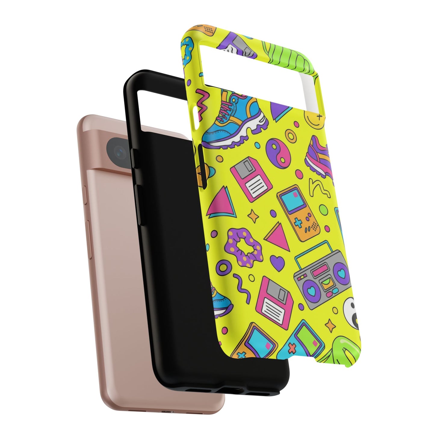 90s Retro Neon Phone Case – Y2K Nostalgia Colorful Icons Tough Protective Case