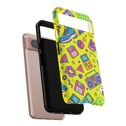 90s Retro Neon Phone Case – Y2K Nostalgia Colorful Icons Tough Protective Case