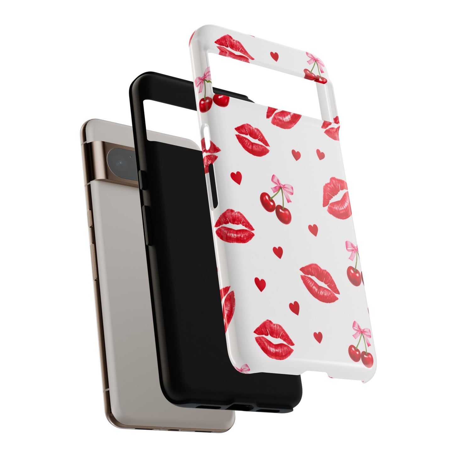 Red Lips & Cherry Phone Case – Y2K Retro Aesthetic Tough Cover