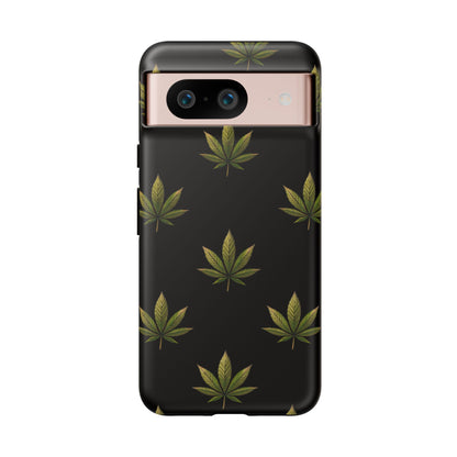 Cannabis Leaf Phone Case Green Weed Leaf Pattern Tough Protective Cover