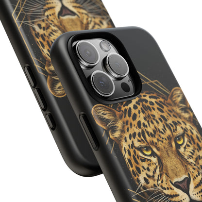 Leopard Phone Case – Black Gold Leopard Head Luxury Animal Tough Case