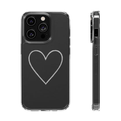 Minimal Hand-Drawn Heart Clear Phone Case | Aesthetic Clear Protective Case
