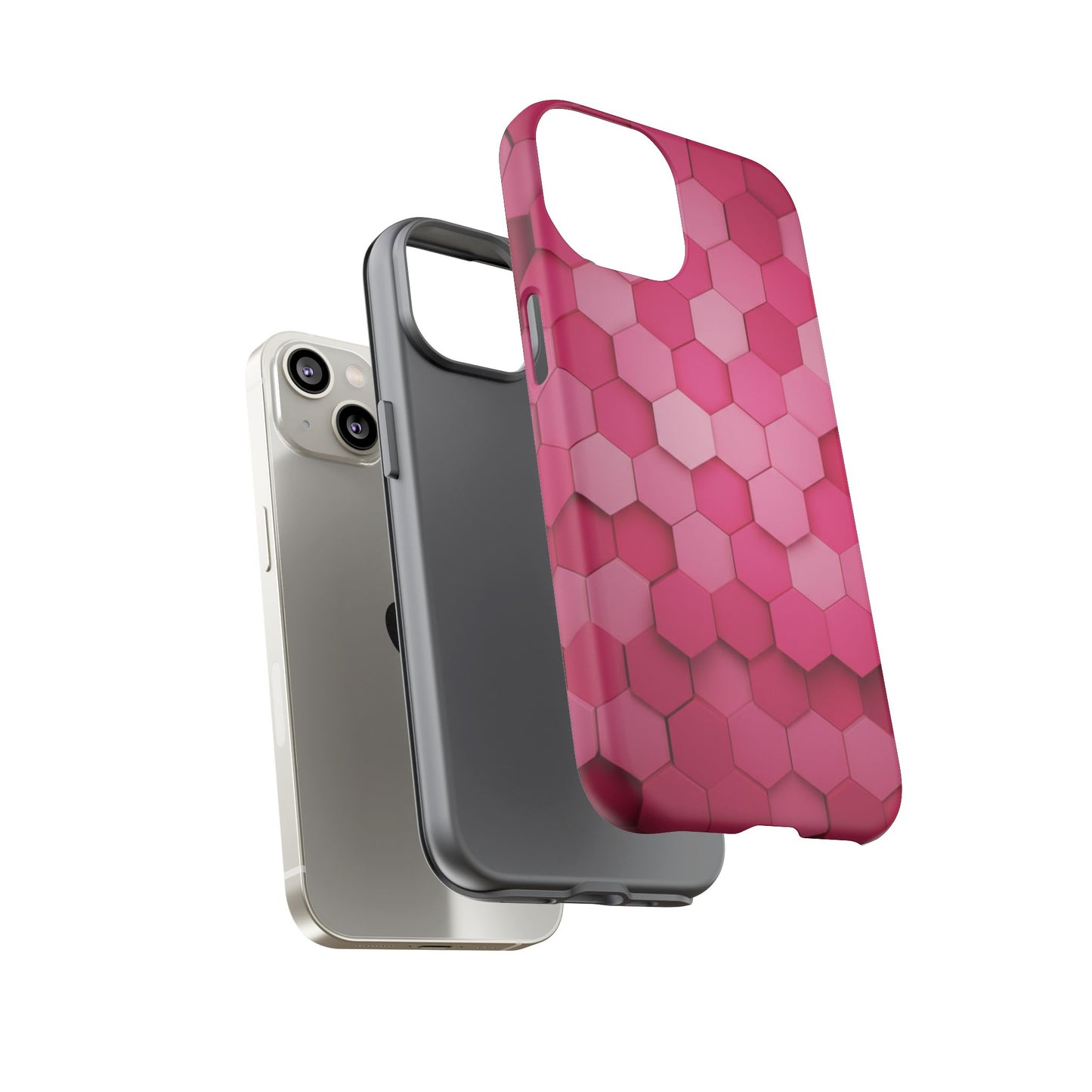 Hot Pink Hexagon Phone Case | Honeycomb Geometric Aesthetic | Cute Pink iPhone & Samsung Tough Protective Case