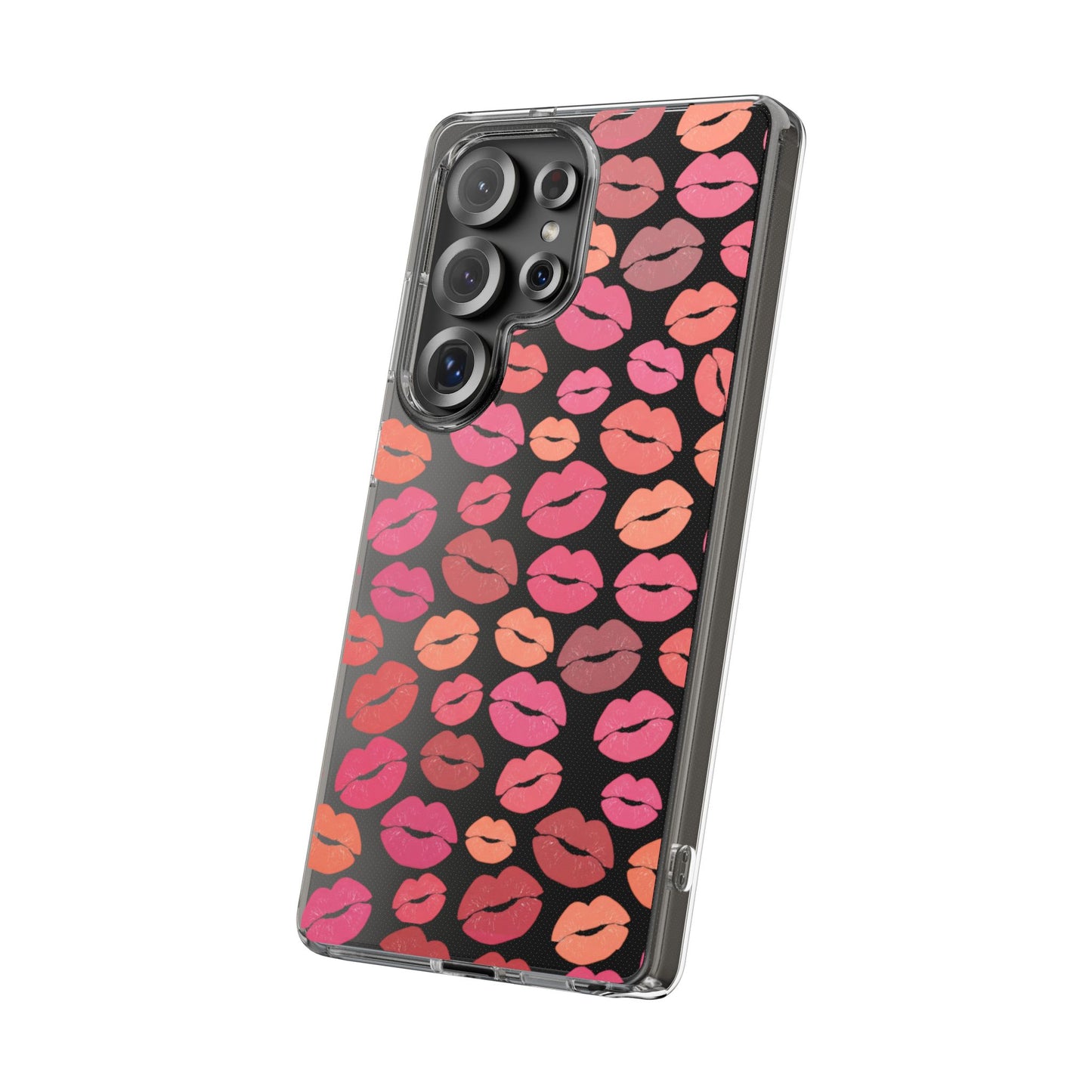 Kiss Print Clear Phone Case | Red Lip Pattern Impact-Resistant Case