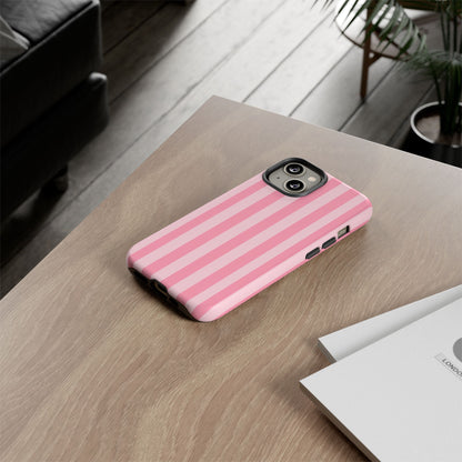 Pink Stripe Phone Case – Pastel Coquette Aesthetic Tough Protective Case