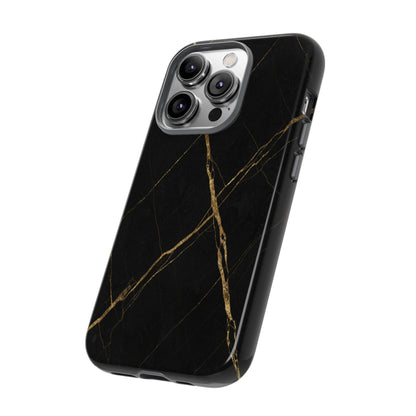 Black Marble Phone Case with Gold Veins – Luxury Minimal Aesthetic Tough Case