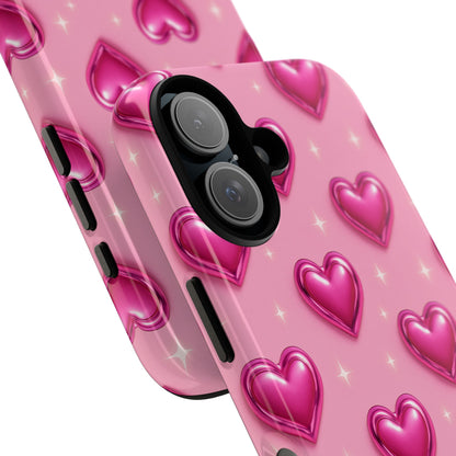 Pink Heart Pattern Phone Case | Tough Protective Case for Iphone, Samsung Galaxy and Pixel