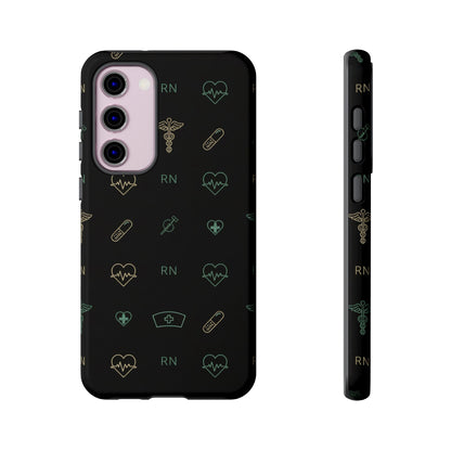 RN Nurse Phone Case – Minimal Medical Icon Pattern Healthcare Worker Tough Case