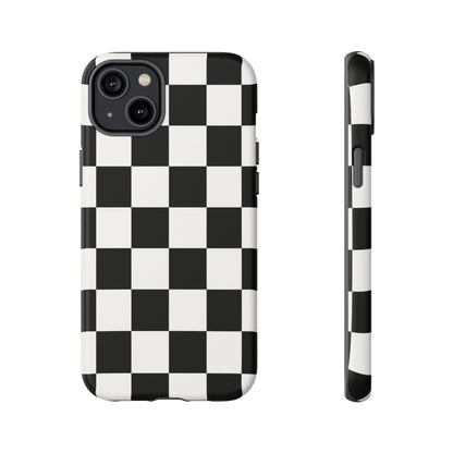 Black & White Checkerboard Phone Case – Classic Aesthetic Tough Protective Case for Iphone, Samsung Galaxy and Pixel