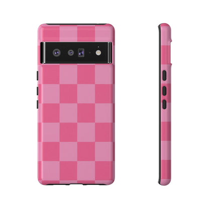 Pink Checkerboard Phone Case | Cute Aesthetic Checkered iPhone & Samsung Tough Case