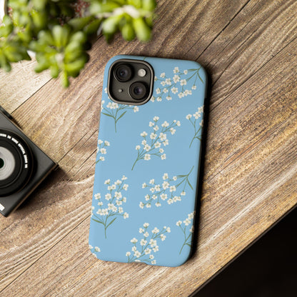 Baby’s Breath Floral Phone Case – Blue Minimal Flower Aesthetic Tough Case