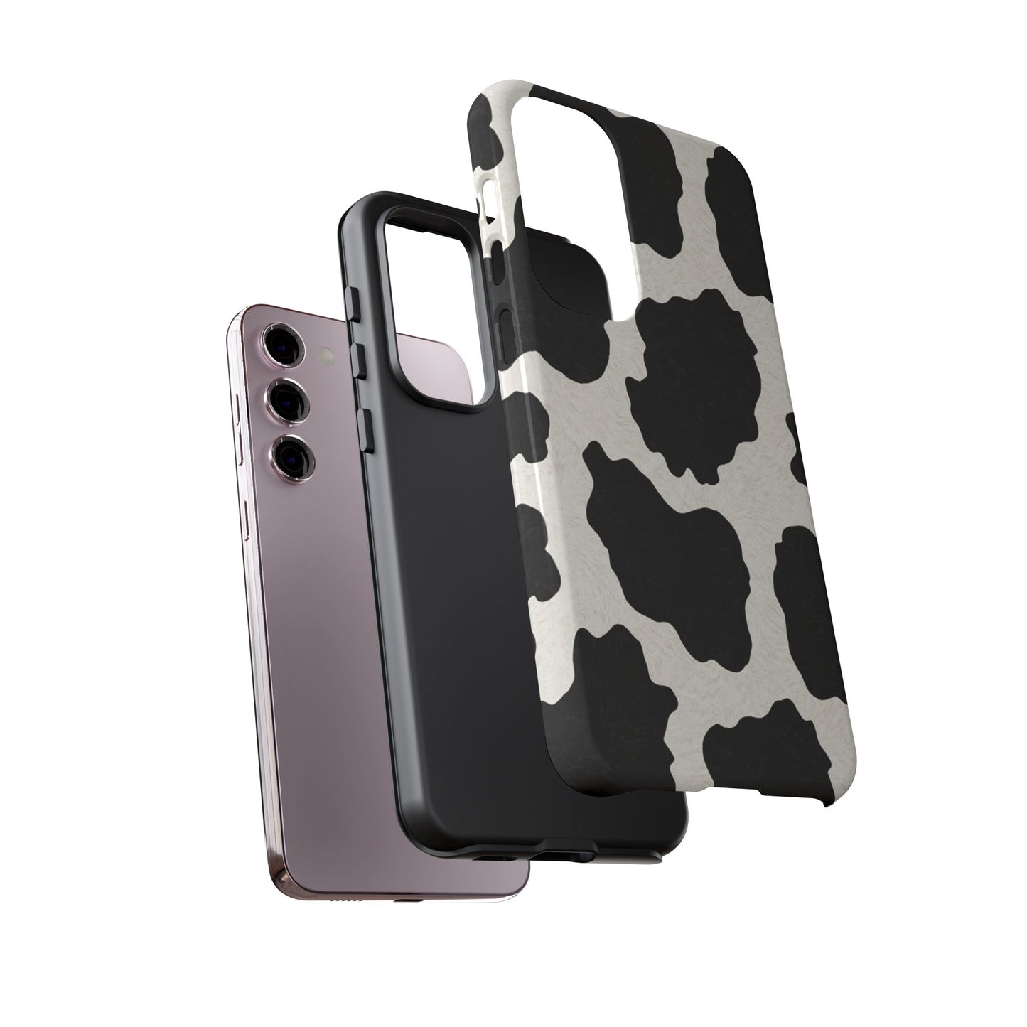 Black & White Cow Print Phone Case | Western Aesthetic iPhone & Samsung Tough Case