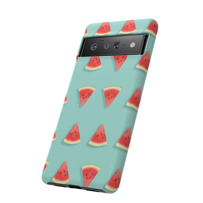 Watermelon Phone Case – Pastel Blue Summer Fruit Tough Case (iPhone, Samsung, Pixel)