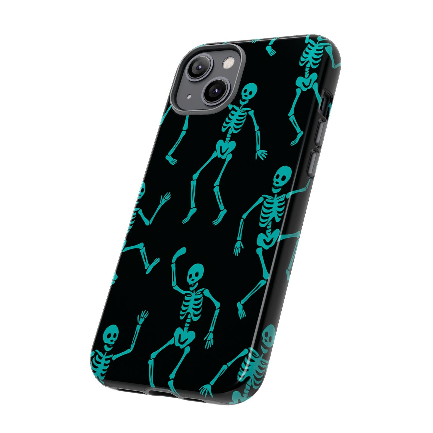 Dancing Teal Skeletons Phone Case | Tough Protective Case for Iphone, Samsung Galaxy and Pixel