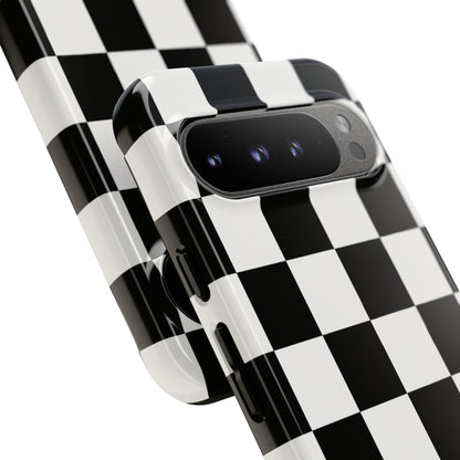 Black & White Checkerboard Phone Case – Classic Aesthetic Tough Protective Case for Iphone, Samsung Galaxy and Pixel