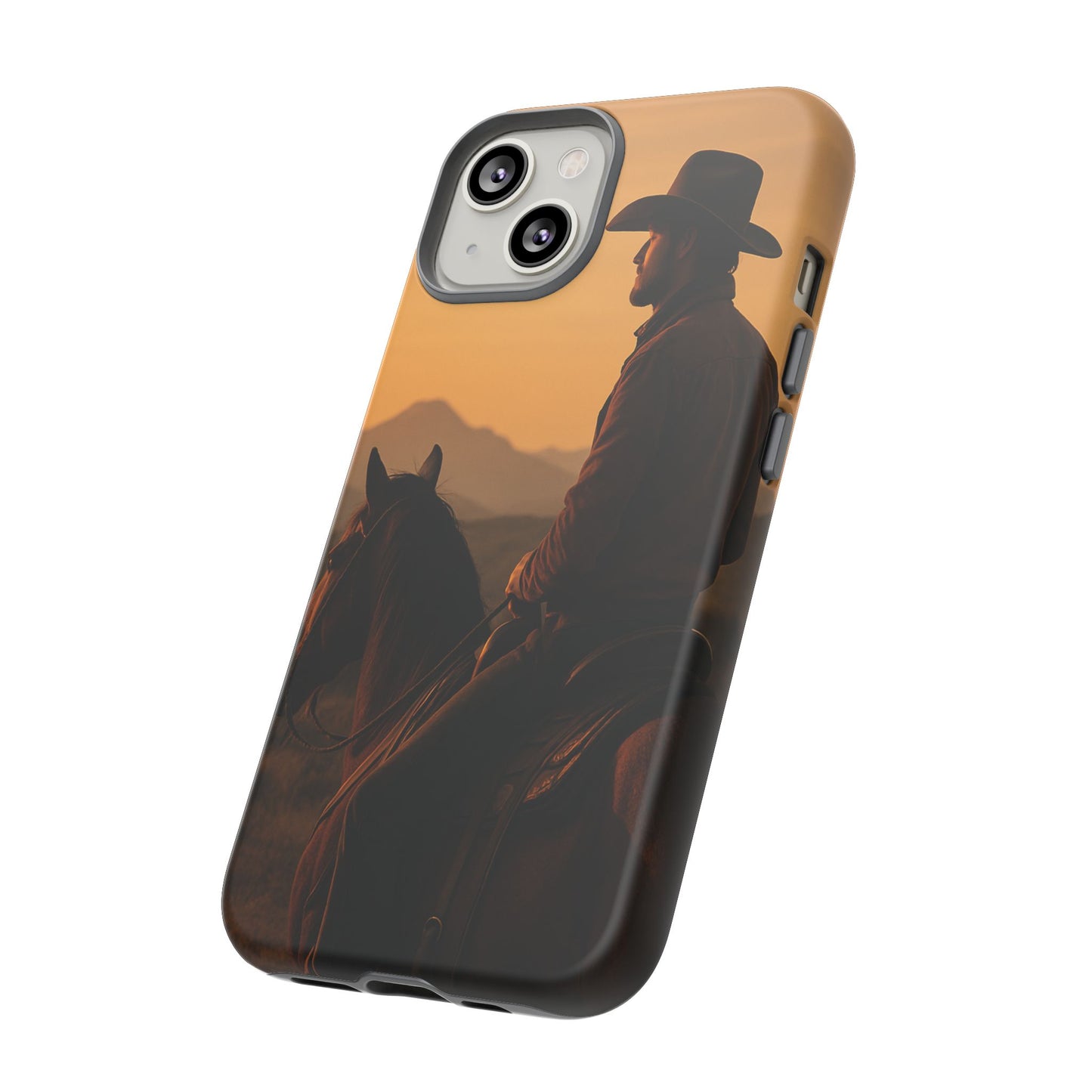 Western Cowboy Sunset Phone Case | Horse Rider Desert Aesthetic Tough Protective Case