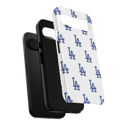 Blue LA Monogram Pattern Phone Case | Minimal Baseball Inspired Tough Cover