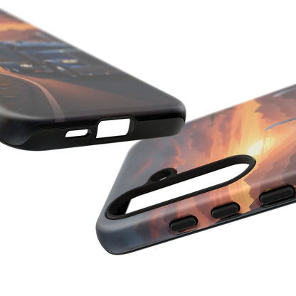 Semi Truck Sunset Phone Case | Trucker Gift | Diesel Truck Highway Road iPhone & Samsung Tough Protective Case