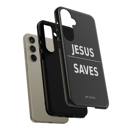 Jesus Saves Phone Case Christian Religious Minimalist Black Tough Cover