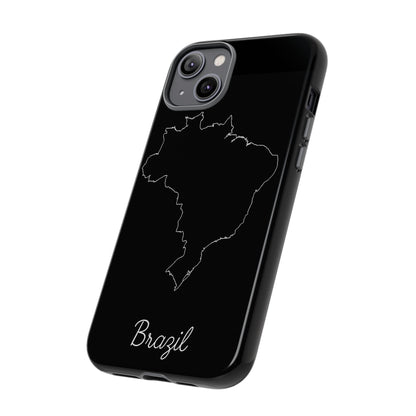 Brazil Outline Phone Case – Minimal Country Map Tough Case (iPhone, Samsung, Pixel)