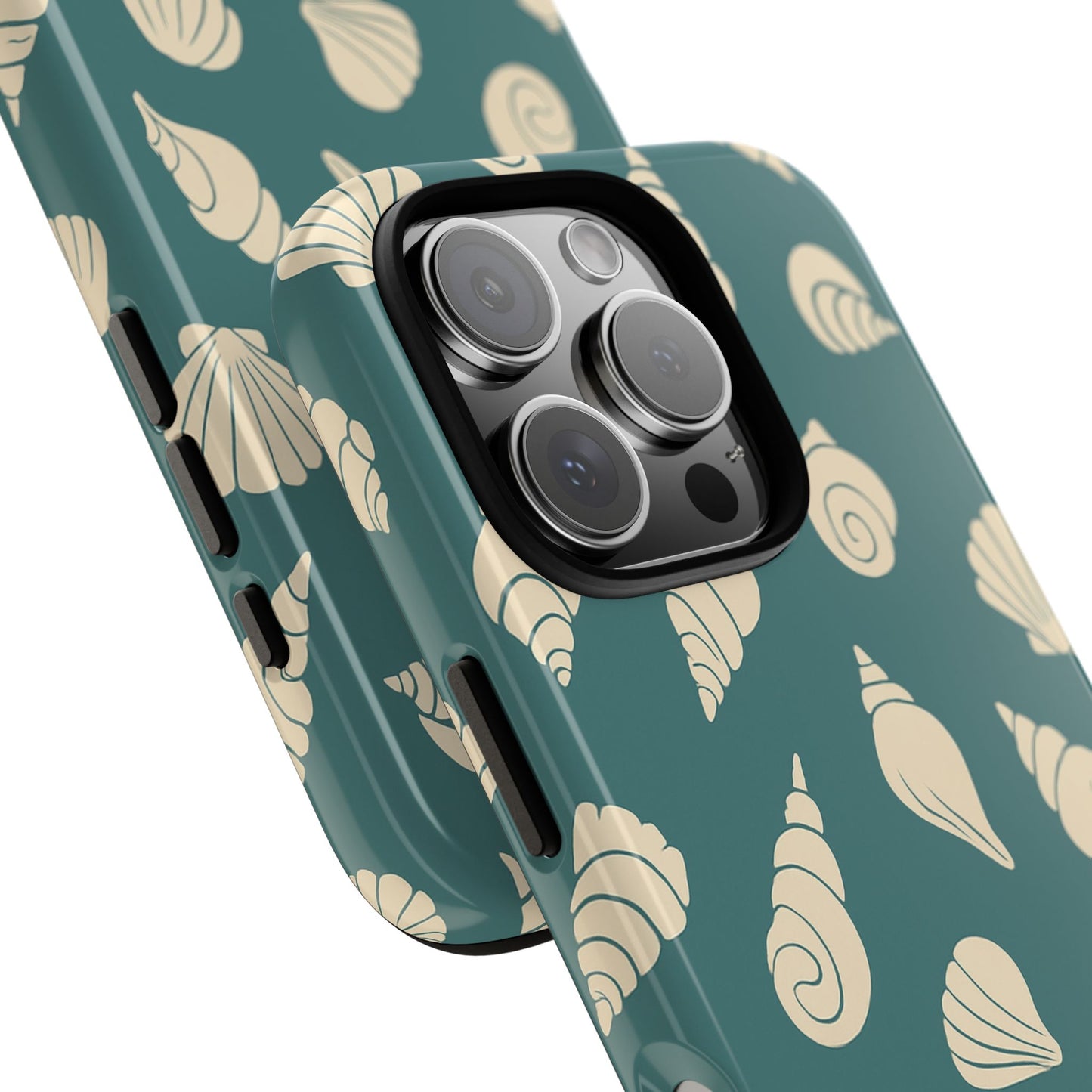 Seashell Pattern Phone Case | Teal Coastal Shells Tough Case for Iphone, Samsung Galaxy and Pixel
