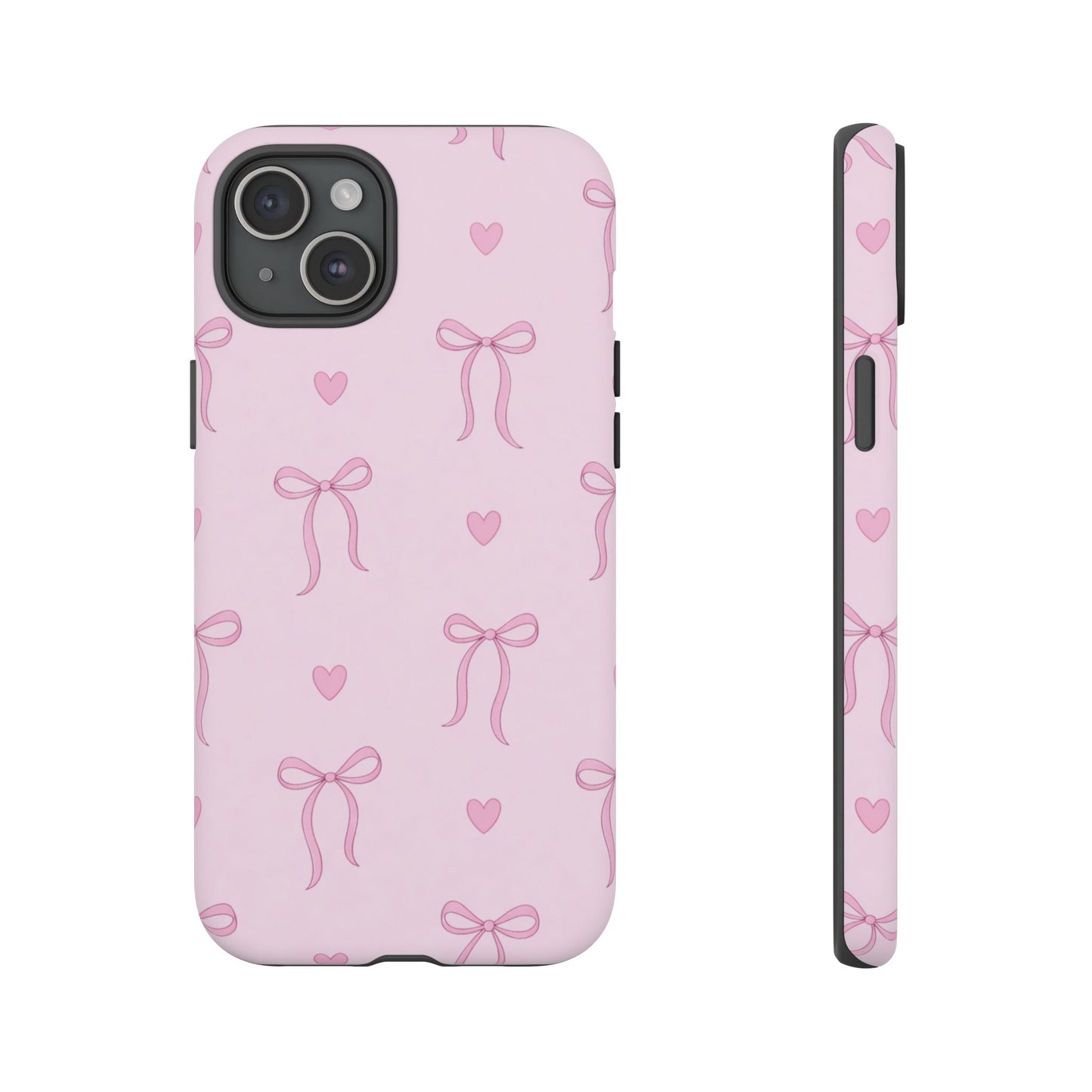 Pink Bow Heart Aesthetic Phone Case – Coquette Cute Tough Cover