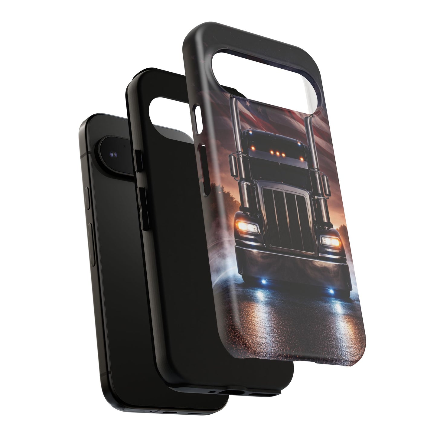 Semi Truck Phone Case American Flag Big Rig Trucker Gift iPhone Samsung