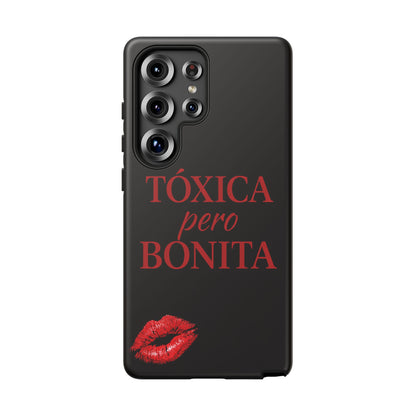 Toxica Pero Bonita Phone Case, Latina Quote Case, Red Lips Aesthetic, Spanish Saying Case, Trendy Tough Cover
